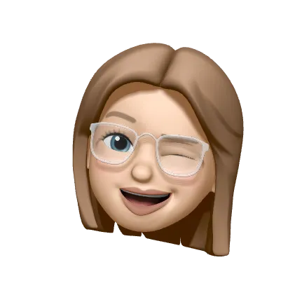 Memoji of a young girl with blonde hair and blue eyes
